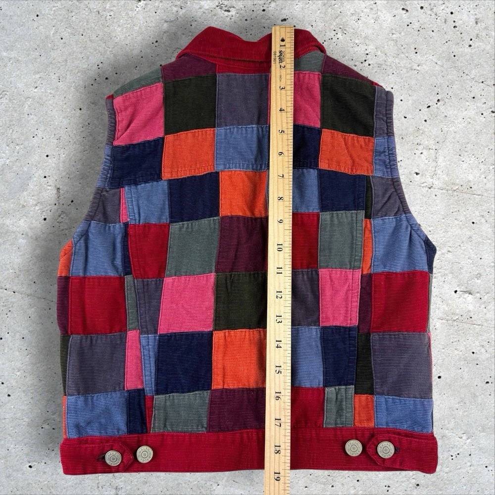 Vtg Y2K Ralph Lauren Colorful Corduroy Patchwork Quilted Vest Womens Sz‎ S - Picture 4 of 5